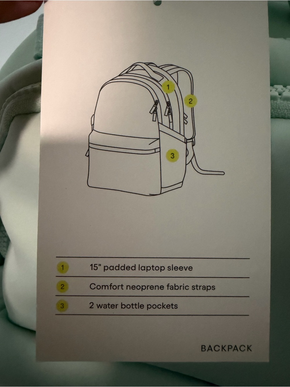 ALL IN MOTION 14L FAUX NEOPRENE BACKPACK - MINT GREEN - Picture 6 of 10